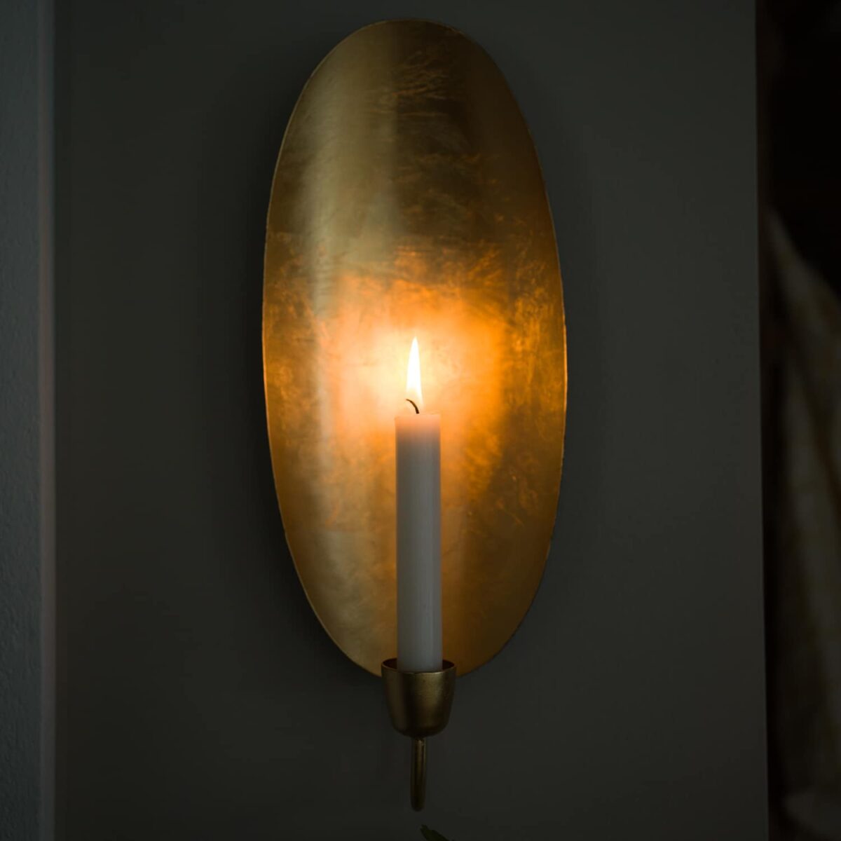 Candle Holder - Oval Wall Brass Sconce - Image 6