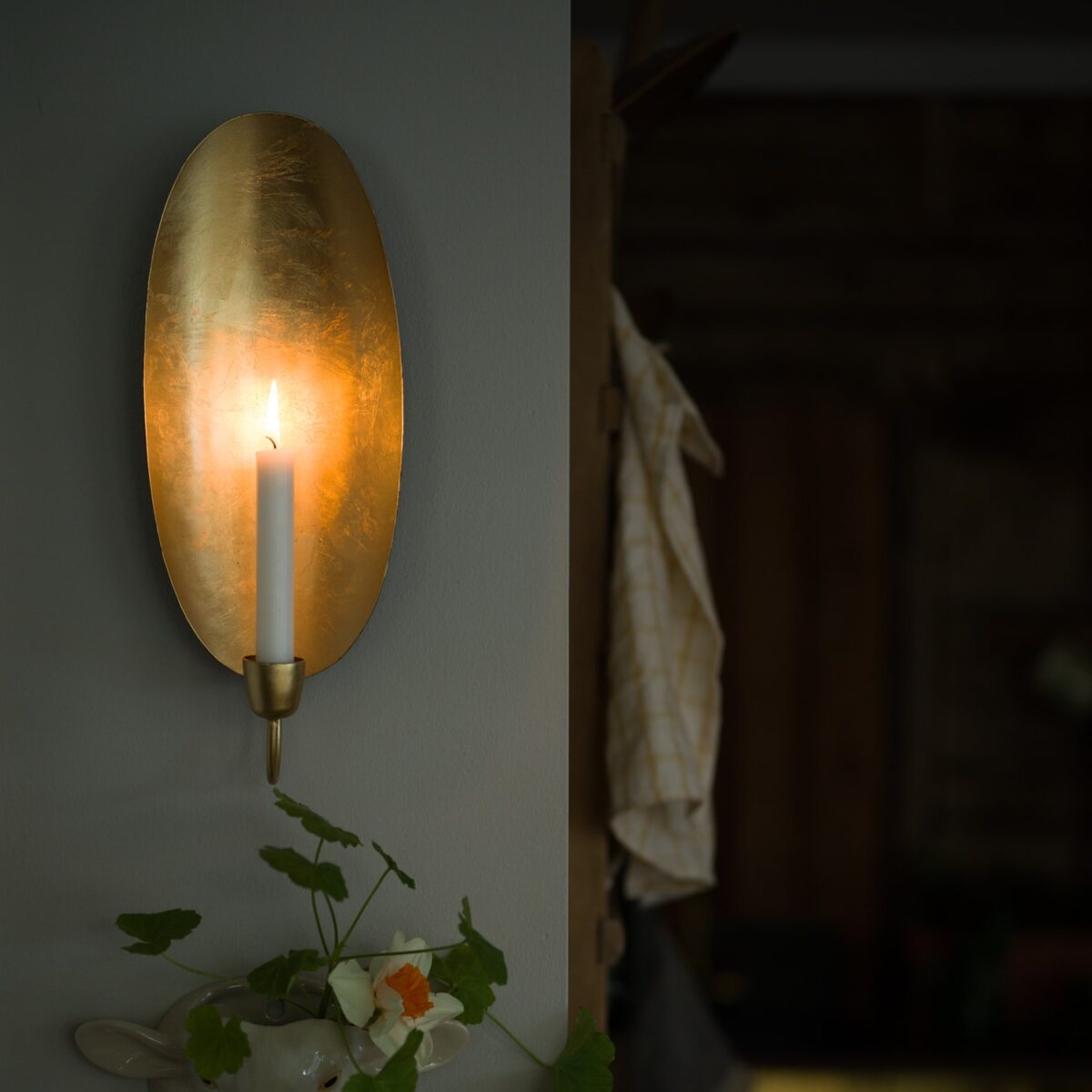 Candle Holder - Oval Wall Brass Sconce - Image 7
